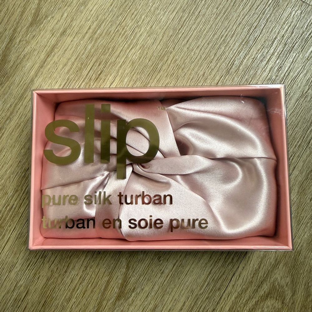 Brand New Slip Silk Turban in Blush